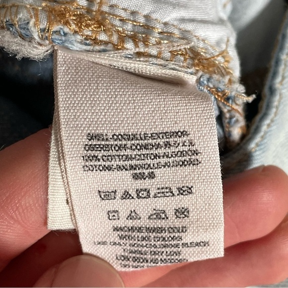 Free People Blue White Cloud Lace Accent Distressed Cut Off Denim Shorts EUC 29 - Picture 6 of 8